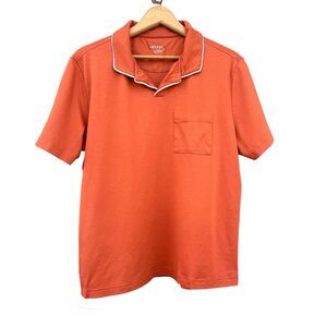 UNTUCKit  Altavia Johnny Collar Polo Shirt Orange Men’s Size Large 100% Cotton